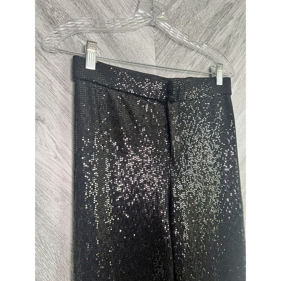 Zara Black and Silver Sequin Wide Leg Pants - Picture 9 of 14